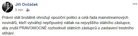 Jiří Ovčáček hájí prezidenta Miloše Zemana